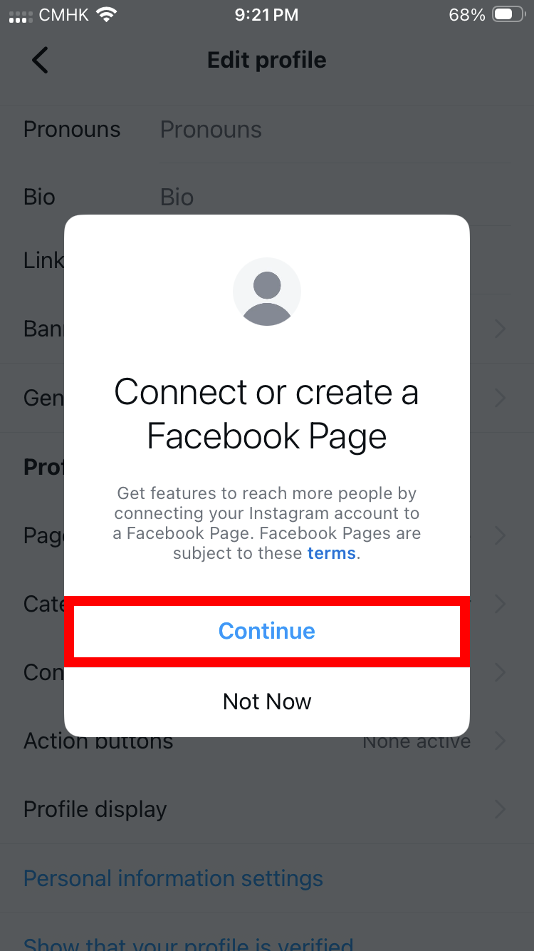 Connect or create a Facebook Page
