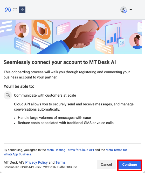 Meta 連接視窗