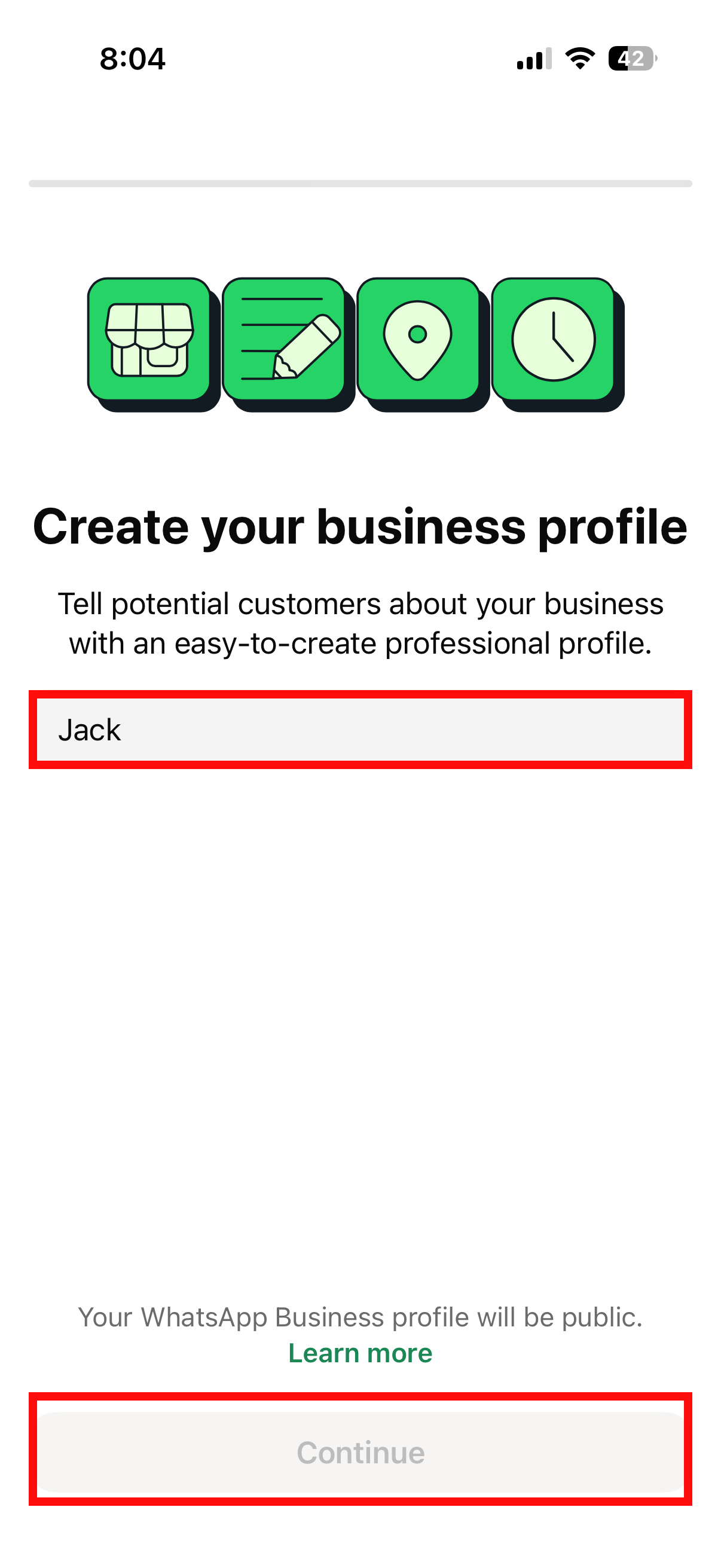Create your business profile